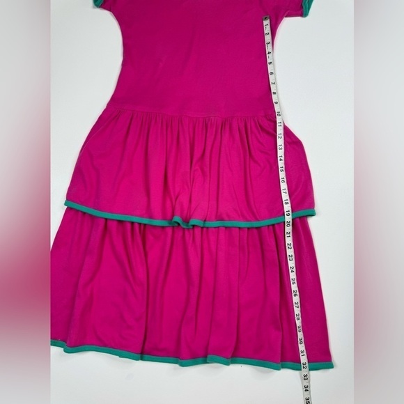 VTG 80’s Lanz Hot Pink Drop Waist Ruffle Jersey Dress - Picture 5 of 9